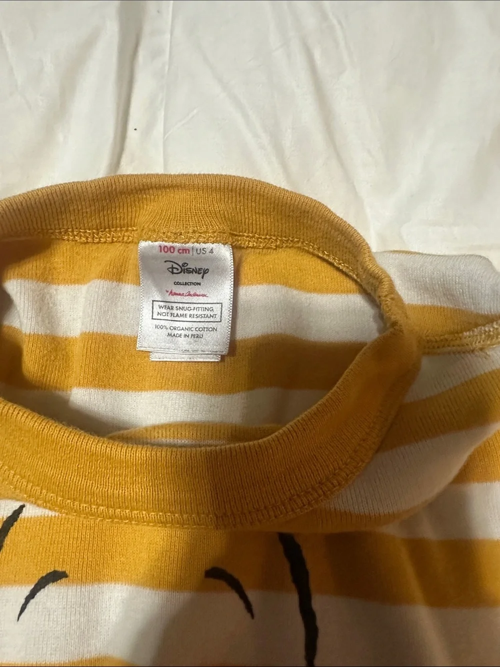 Disney Mustard Yellow Striped Bear Pajama Set